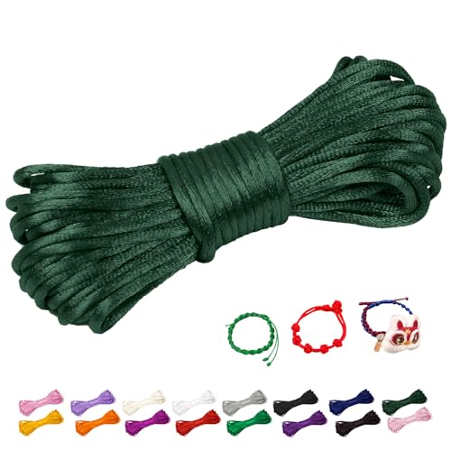 CAMAL Nylonschnur 2,5mm nylonfaden 10m Armband Schnur für Perlenschnur Nylon makramee Schnur für Chinesische Knüpfschnur, Windspielschnur, Kunsthandwerk (Dunkelgrün) von CAMAL