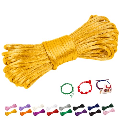 CAMAL Nylonschnur 2,5mm nylonfaden 10m Armband Schnur für Perlenschnur Nylon makramee Schnur für Chinesische Knüpfschnur, Windspielschnur, Kunsthandwerk (Goldgelb) von CAMAL