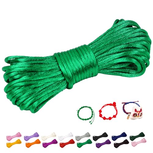 CAMAL Nylonschnur 2,5mm nylonfaden 10m Armband Schnur für Perlenschnur Nylon makramee Schnur für Chinesische Knüpfschnur, Windspielschnur, Kunsthandwerk (Grasgrün) von CAMAL