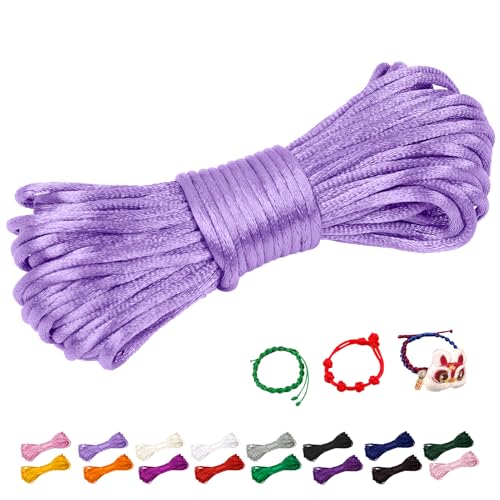 CAMAL Nylonschnur 2,5mm nylonfaden 10m Armband Schnur für Perlenschnur Nylon makramee Schnur für Chinesische Knüpfschnur, Windspielschnur, Kunsthandwerk (Hellviolett) von CAMAL