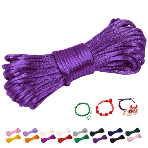 CAMAL Nylonschnur 2,5mm nylonfaden 10m Armband Schnur für Perlenschnur Nylon makramee Schnur für Chinesische Knüpfschnur, Windspielschnur, Kunsthandwerk (Lila) von CAMAL