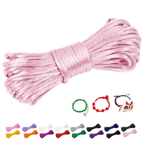 CAMAL Nylonschnur 2,5mm nylonfaden 10m Armband Schnur für Perlenschnur Nylon makramee Schnur für Chinesische Knüpfschnur, Windspielschnur, Kunsthandwerk (Rosa) von CAMAL