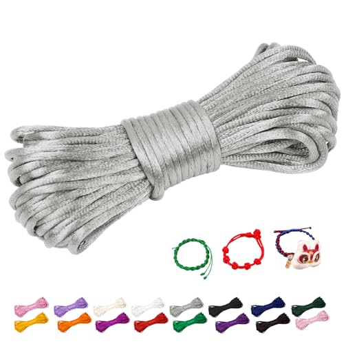 CAMAL Nylonschnur 2,5mm nylonfaden 10m Armband Schnur für Perlenschnur Nylon makramee Schnur für Chinesische Knüpfschnur, Windspielschnur, Kunsthandwerk (Silber Grau) von CAMAL