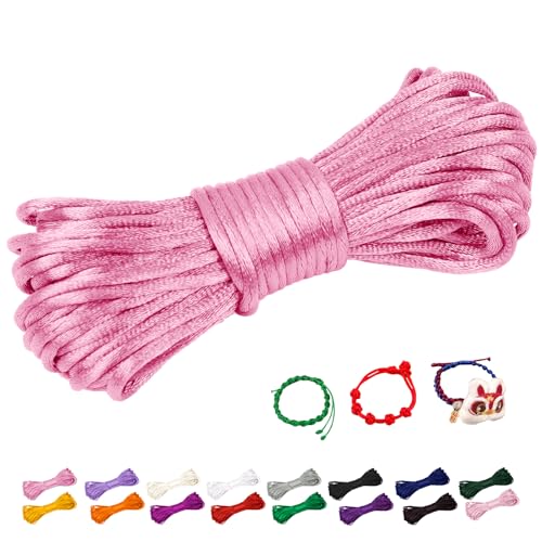 CAMAL Nylonschnur 2,5mm nylonfaden 10m Armband Schnur für Perlenschnur Nylon makramee Schnur für Chinesische Knüpfschnur, Windspielschnur, Kunsthandwerk (Tiefes Rosa) von CAMAL