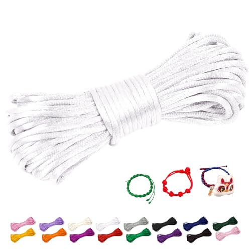 CAMAL Nylonschnur 2,5mm nylonfaden 10m Armband Schnur für Perlenschnur Nylon makramee Schnur für Chinesische Knüpfschnur, Windspielschnur, Kunsthandwerk (Weiß) von CAMAL