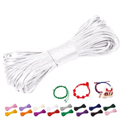 CAMAL Nylonschnur 2mm nylonfaden 20m Armband Schnur für Perlenschnur Nylon makramee Schnur für Chinesische Knüpfschnur, Windspielschnur, Kunsthandwerk (Weiß) von CAMAL