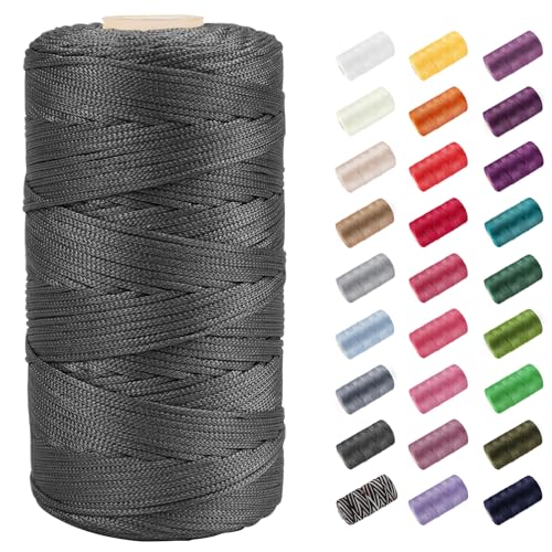 CAMAL Polypropylene Garn 1,5mm x 200m Häkelgarn für Taschen Makramee Garn für Handtasche Häkeln Polypropylene Yarn für Handwerk Wohndekorationen, Platzteller, Umhängetasche (Dunkelgrau) von CAMAL