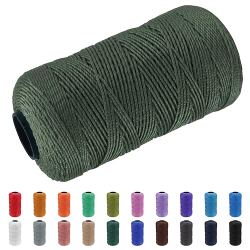 CAMAL Polypropylene Garn 1,5mm x 200m Häkelgarn für Taschen Makramee Garn für Handtasche Häkeln Polypropylene Yarn für Handwerk Wohndekorationen, Platzteller, Umhängetasche (Dunkles Armeegrün) von CAMAL