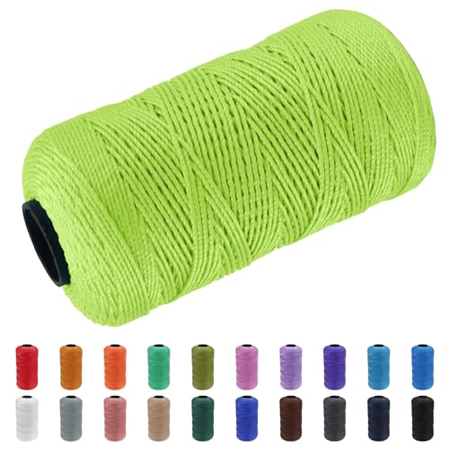 CAMAL Polypropylene Garn 1,5mm x 200m Häkelgarn für Taschen Makramee Garn für Handtasche Häkeln Polypropylene Yarn für Handwerk Wohndekorationen, Platzteller, Umhängetasche (Fluoreszierendes Grün) von CAMAL