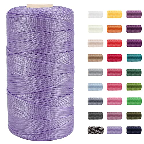 CAMAL Polypropylene Garn 1,5mm x 200m Häkelgarn für Taschen Makramee Garn für Handtasche Häkeln Polypropylene Yarn für Handwerk Wohndekorationen, Platzteller, Umhängetasche (Helles Purpurrot) von CAMAL