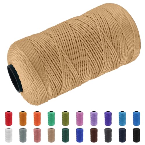CAMAL Polypropylene Garn 1,5mm x 200m Häkelgarn für Taschen Makramee Garn für Handtasche Häkeln Polypropylene Yarn für Handwerk Wohndekorationen, Platzteller, Umhängetasche (Khaki) von CAMAL