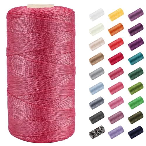 CAMAL Polypropylene Garn 1,5mm x 200m Häkelgarn für Taschen Makramee Garn für Handtasche Häkeln Polypropylene Yarn für Handwerk Wohndekorationen, Platzteller, Umhängetasche (Rosenrot) von CAMAL