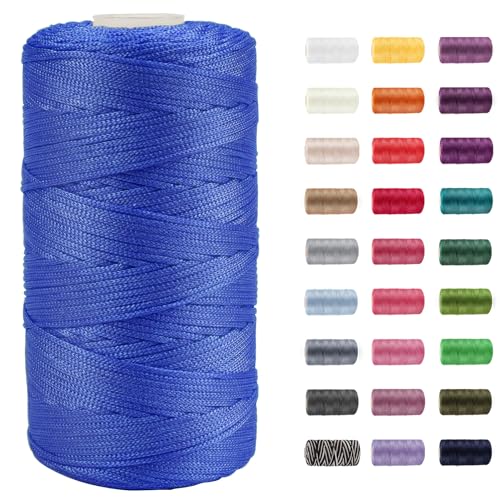 CAMAL Polypropylene Garn 1,5mm x 200m Häkelgarn für Taschen Makramee Garn für Handtasche Häkeln Polypropylene Yarn für Handwerk Wohndekorationen, Platzteller, Umhängetasche (Saphirblau) von CAMAL