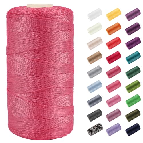 CAMAL Polypropylene Garn 1,5mm x 200m Häkelgarn für Taschen Makramee Garn für Handtasche Häkeln Polypropylene Yarn für Handwerk Wohndekorationen, Platzteller, Umhängetasche (Wassermelonenrot) von CAMAL