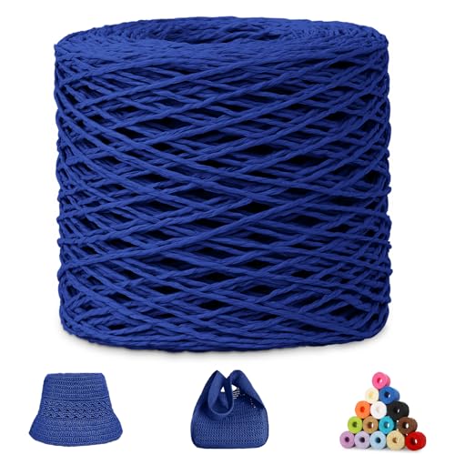 CAMAL Raffia Garn zum Häkeln, Papierdraht Bastband zum Basteln 1.5mm x 200m Raffia Bast Bunt Papiergarn zum Häkeln Von Taschen, Strandmütze, DIY Handarbeiten (Königlich) von CAMAL