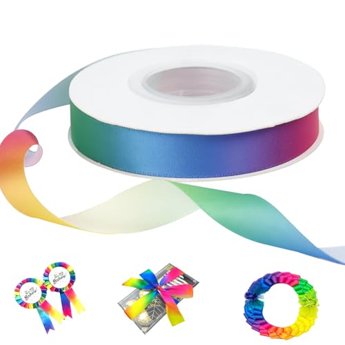 CAMAL Regenbogenfarben, 1.5cm x 22m Einseitiger Regenbogen Seidenband Geschenkband Stoff, Geschenkband Breit Satinband Bunt Dekoband für Geschenkschleife, Blumenstrauß, Party CAMAL Regenbogenfarben, 1.5cm x 22m Einseitiger Regenbogen Seidenband Geschenkband Stoff, Geschenkband Breit Satinband Bunt Dekoband für Geschenkschleife, Blumenstrauß, Party von CAMAL