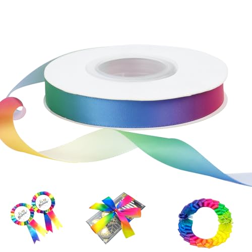 CAMAL Regenbogenfarben, 1cm x 22m Einseitiger Regenbogen Seidenband Geschenkband Stoff, Geschenkband Breit Satinband Bunt Dekoband für Geschenkschleife, Blumenstrauß, Party CAMAL Regenbogenfarben, 1cm x 22m Einseitiger Regenbogen Seidenband Geschenkband Stoff, Geschenkband Breit Satinband Bunt Dekoband für Geschenkschleife, Blumenstrauß, Party von CAMAL