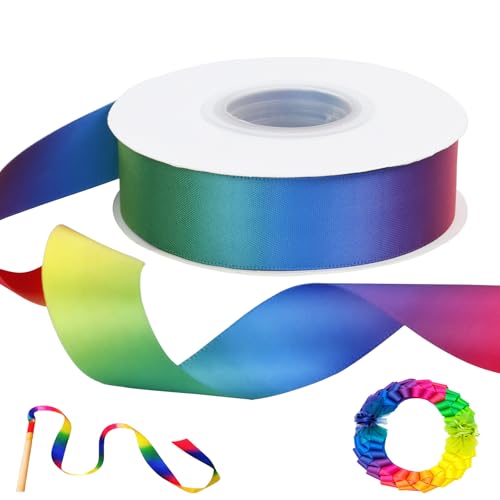 CAMAL Regenbogenfarben, 2.5cm x 22m Doppelter Regenbogen Seidenband Geschenkband Stoff, Geschenkband Breit Satinband Bunt Dekoband für Geschenkschleife, Blumenstrauß, Party CAMAL Regenbogenfarben, 2.5cm x 22m Doppelter Regenbogen Seidenband Geschenkband Stoff, Geschenkband Breit Satinband Bunt Dekoband für Geschenkschleife, Blumenstrauß, Party von CAMAL
