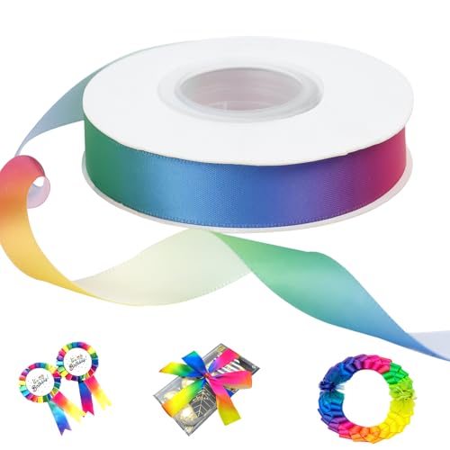 CAMAL Regenbogenfarben, 2.5cm x 22m Einseitiger Regenbogen Seidenband Geschenkband Stoff, Geschenkband Breit Satinband Bunt Dekoband für Geschenkschleife, Blumenstrauß, Party CAMAL Regenbogenfarben, 2.5cm x 22m Einseitiger Regenbogen Seidenband Geschenkband Stoff, Geschenkband Breit Satinband Bunt Dekoband für Geschenkschleife, Blumenstrauß, Party von CAMAL