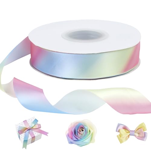 CAMAL Regenbogenfarben, 2.5cm x 22m Gradient Süßigkeiten Seidenband Geschenkband Stoff, Geschenkband Breit Satinband Bunt Dekoband für Geschenkschleife, Blumenstrauß, Party CAMAL Regenbogenfarben, 2.5cm x 22m Gradient Süßigkeiten Seidenband Geschenkband Stoff, Geschenkband Breit Satinband Bunt Dekoband für Geschenkschleife, Blumenstrauß, Party von CAMAL