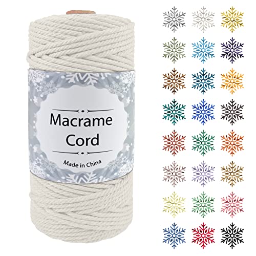 Makramee Garn, CAMAL 3mm x 100m Baumwollgarn Kordel Baumwollkordel für Wandbehänge, Pflanzenhalter, Geschenkverpackungen und Dekorationen (3mm x 100m, Natürlich) von CAMAL