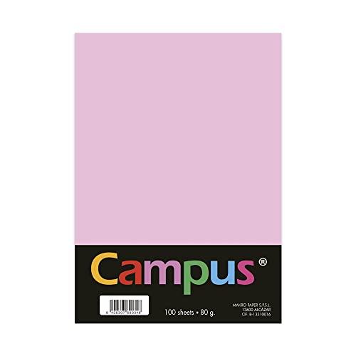 Campus - Farbiges A4-Papier, 80 g/m², 210 x 297 mm, A4-Papier mit weicher Haptik, 100 Stück, ideal für Buchbindung, Büro, Zeichnen und Basteln. Farbe: Rosa von Campus