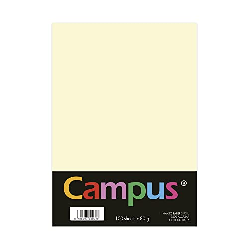 Plus Office Buntpapier, A4, 80 g/m², 210 x 297 mm, A4-Papier, weich, ideal für Buchbinden, Büro, Zeichnen und Basteln, elfenbeinfarben von Campus