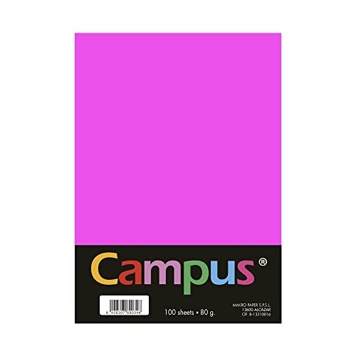 Plus Office Buntpapier, A4, 80 g/m², 210 x 297 mm, A4-Papier, weich, ideal für Buchbinden, Büro, Zeichnen und Basteln, neonpink von Campus