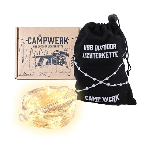 CAMPWERK USB-Lichterkette, LED-Lichterkette, Robust, Wasserfest, für Innen- und Außen, Outdoor für Camping, Zelten, Garten, Warmweiß, 100 LEDs, 10m CAMPWERK USB-Lichterkette, LED-Lichterkette, Robust, Wasserfest, für Innen- und Außen, Outdoor für Camping, Zelten, Garten, Warmweiß, 100 LEDs, 10m von CAMPWERK