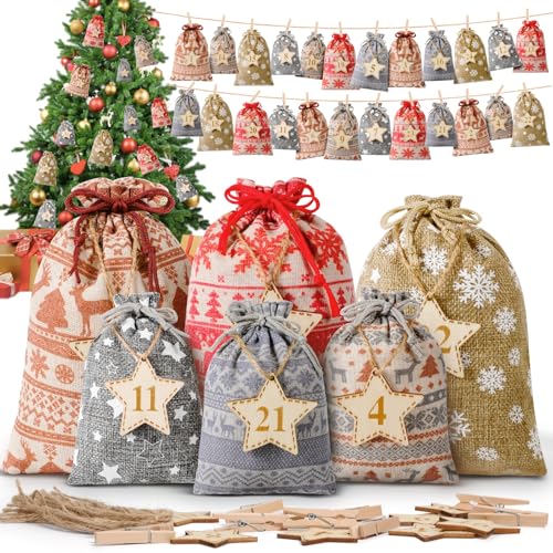 Adventskalender zum Befüllen,24 Adventskalender Selber Befüllen Weihnachtskalender Selbst Befüllen Stoff Adventskalender Säckchen mit 2 Größe Adventskalender Tüten mit Zahlen aus Holz für Kinder Adventskalender zum Befüllen,24 Adventskalender Selber Befüllen Weihnachtskalender Selbst Befüllen Stoff Adventskalender Säckchen mit 2 Größe Adventskalender Tüten mit Zahlen aus Holz für Kinder von CANCJ