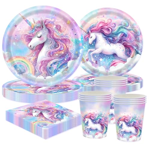 CANCJ Einhorn Partygeschirr Set,50-teiliges Geburtstag Geschirrset für 10 Kinder mit Papptellern, Tassenn & Servietten,Einhorn-Deko für Kindergeburtstage Mädchenfeste Party Deko CANCJ Einhorn Partygeschirr Set,50-teiliges Geburtstag Geschirrset für 10 Kinder mit Papptellern, Tassenn & Servietten,Einhorn-Deko für Kindergeburtstage Mädchenfeste Party Deko von CANCJ