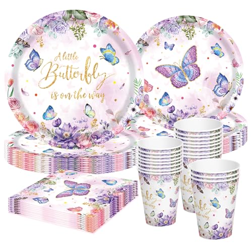 Schmetterling Partygeschirr Set für 10 Gäste – 50-teiliges Pappteller 9"/7", PappTassen, Servietten – Mädchen Geburtstag Deko Schmetterling Mottoparty Frühling Sommer Partydeko Set Schmetterling Partygeschirr Set für 10 Gäste – 50-teiliges Pappteller 9"/7", PappTassen, Servietten – Mädchen Geburtstag Deko Schmetterling Mottoparty Frühling Sommer Partydeko Set von CANCJ