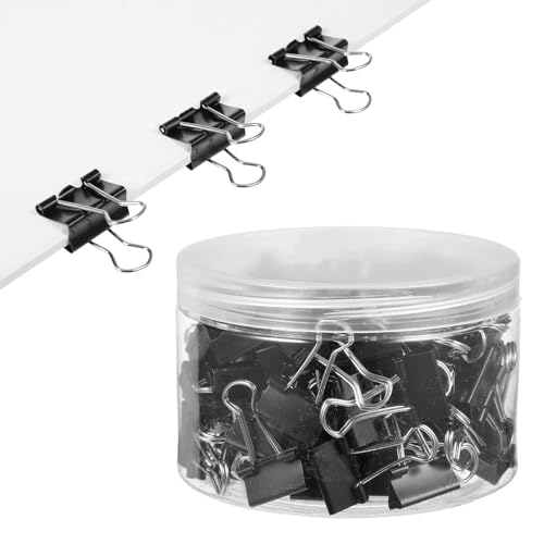 100 Stück Foldback Klammern Set, 19 mm Schwarz Binder Clips, Papierklammern aus metall, Büroklammern für Papierarbeiten, Vielzweckklammern für Bürobedarf, Briefpapier Papier, Schule, Heimbedarf 100 Stück Foldback Klammern Set, 19 mm Schwarz Binder Clips, Papierklammern aus metall, Büroklammern für Papierarbeiten, Vielzweckklammern für Bürobedarf, Briefpapier Papier, Schule, Heimbedarf von CANCYCC