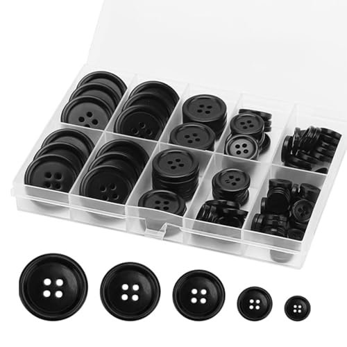 100 Stück Knöpfe Schwarz, 4 Loch Knöpfe, 25/20/15/12.5/10 mm Buttons Knopf, Runde Hemdknöpfe, Bastelknöpfe aus Kunstharz, Gemischte Knopfkopf, für Nähknöpfe Kleider Nähen DIY Handwerk Deko 100 Stück Knöpfe Schwarz, 4 Loch Knöpfe, 25/20/15/12.5/10 mm Buttons Knopf, Runde Hemdknöpfe, Bastelknöpfe aus Kunstharz, Gemischte Knopfkopf, für Nähknöpfe Kleider Nähen DIY Handwerk Deko von CANCYCC