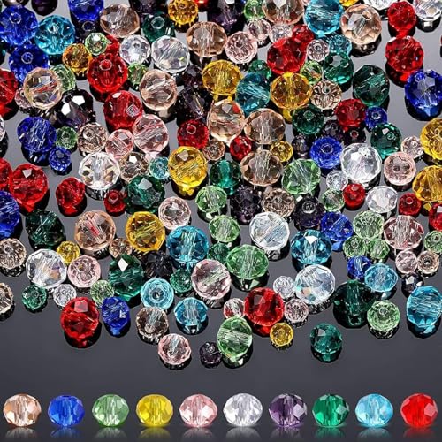 1000 Stück Glasperlen zum auffädeln, 8mm/6mm/4mm Bunte Perlen, Kristall Pearl Set, Glitzer Glasperlen mit Loch für Armbänder Selber Machen, Basteln Schmuckherstellung, DIY Halsketten, Ohrringe von CANCYCC