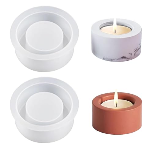 2 Stück Silikonform Kerzenhalter, Gießform Stabkerzenhalter, Silikonform Teelichthalter, DIY Zement Kerzenhalter für Kerzenständer Kunst Heimdekoration von CANCYCC