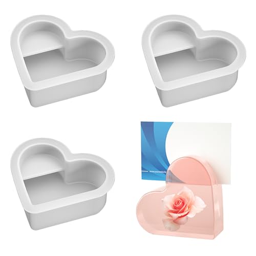 3 Stück Silikonformen Gießformen Herz, Silikonform Visitenkartenhalter Herz, Epoxidharz Formen Herz, Ornamente Herzform Gießform Herz, Liebe Gießen Harzform für DIY Basteln Haus Dekoration von CANCYCC