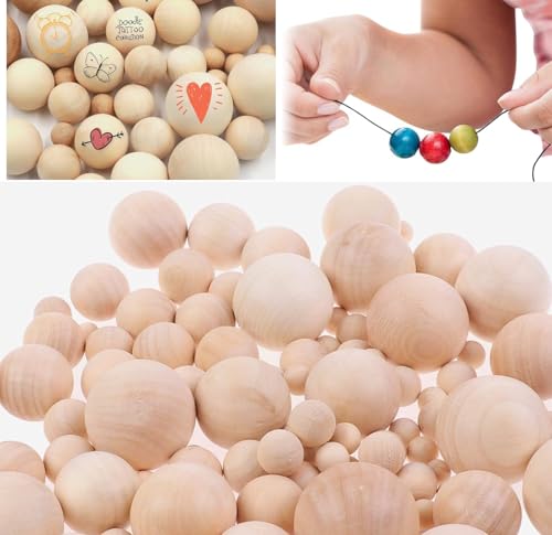 300 Stück Holzkugeln Ohne Loch 10mm,12mm,15mm Runde Natürliche Lose Spacer Perlen Unlackiert Naturholz Holzperlen Bastelperlen für DIY Schmuck Herstellung zum Basteln von CANCYCC