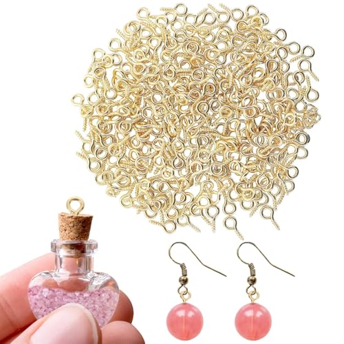 300 Stück Kleine Ösenschraube, Gold Schrauboesen Ösenschrauben mit Holzgewinde Schraubhaken Edelstahl Ringschrauben für Schmuckherstellung DIY Kunsthandwerk Holz Basteln Möbel 300 Stück Kleine Ösenschraube, Gold Schrauboesen Ösenschrauben mit Holzgewinde Schraubhaken Edelstahl Ringschrauben für Schmuckherstellung DIY Kunsthandwerk Holz Basteln Möbel von CANCYCC