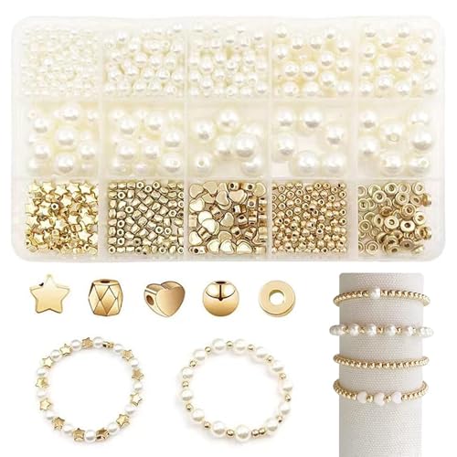 CANCYCC Perlen Weiß, Perlen zum Auffädeln Erwachsene für DIY Beads for Jewellery Making Schaffung, Armbänder Selber Machen, Perlen Set Schmuck Benutzt für Weihnachten, Partys von CANCYCC
