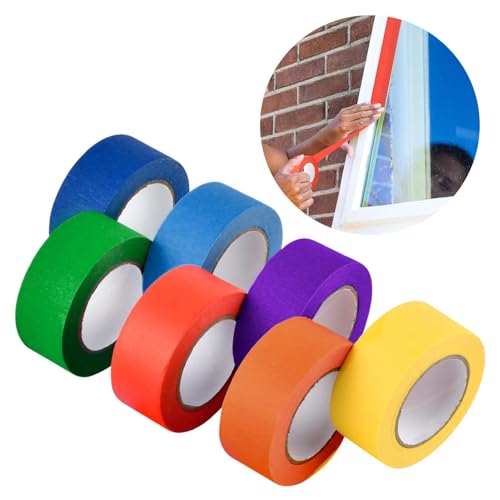 CANCYCC 7 Rollen Kreppband Bunt Abklebeband Regenbogen Masking Tape, Dekorative Washi Tape Kinder Klebeband Bunt für Scrapbooking, Handwerk und Bullet Journals von CANCYCC