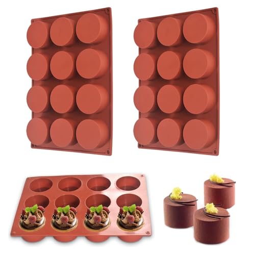 Silikonformen Rund, 2 Packungen mit 12 Mulden Gussformen Silikon, Zylinder Silikonform für Schokolade, Käsekuchen, Seifenform, Cake-Pops, Kekse, Badebomben Silikonformen Rund, 2 Packungen mit 12 Mulden Gussformen Silikon, Zylinder Silikonform für Schokolade, Käsekuchen, Seifenform, Cake-Pops, Kekse, Badebomben von CANCYCC
