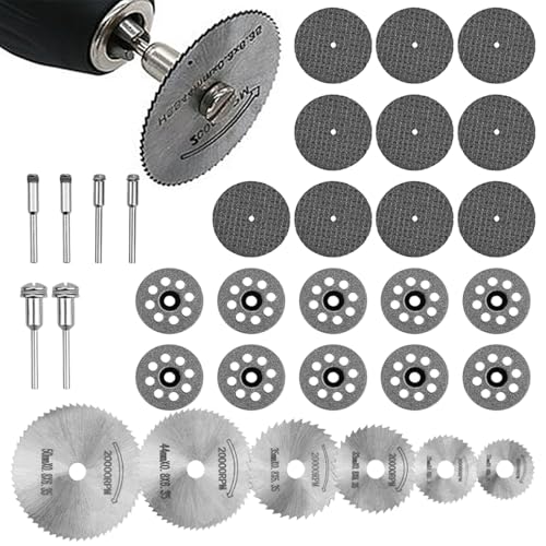 Trennscheiben Set, 32 Stück Kreissägeblatt Schneidräder für Dremel Zubehoer, Multitool Sägeblätter Zubehör für das Schneiden von Holz, Kunststoff, Stein, Metall, Glas, Rotationswerkzeuge Trennscheiben Set, 32 Stück Kreissägeblatt Schneidräder für Dremel Zubehoer, Multitool Sägeblätter Zubehör für das Schneiden von Holz, Kunststoff, Stein, Metall, Glas, Rotationswerkzeuge von CANCYCC