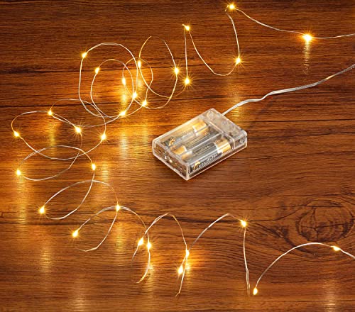 CANDLE IDEA - 2 Stück 5m 50 LED Lichterketten, batteriebetriebene Mini funkelnde Lichterketten, batteriebetriebene LED Weihnachtsbaum Kupferdraht Lichter für Party, Heimdekoration (Warmweiß) von CANDLE IDEA
