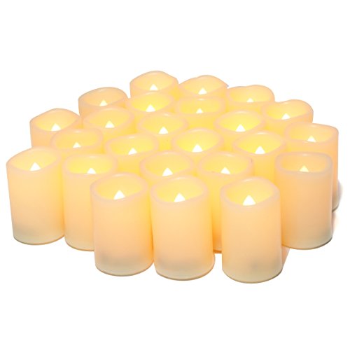 Flammenlose flackernde Votiv-Teelichter, batteriebetrieben, Set mit 24 künstlichen Kerzen/flackernden Teelichtern, LED-Kerzen für Garten, Hochzeit, Party, Weihnachtsdekoration etc. Flammenlose flackernde Votiv-Teelichter, batteriebetrieben, Set mit 24 künstlichen Kerzen/flackernden Teelichtern, LED-Kerzen für Garten, Hochzeit, Party, Weihnachtsdekoration etc. von CANDLE IDEA