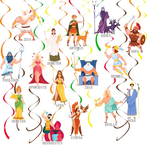 Griechische Mythologie Party hängende Wirbel 20 Stück Griechenland Götter Party Dekorationen Göttinnen hängende Dekoration antike griechische Mythologie Ausschnitt Luftschlangen für Geburtstag von CANDY CHEF