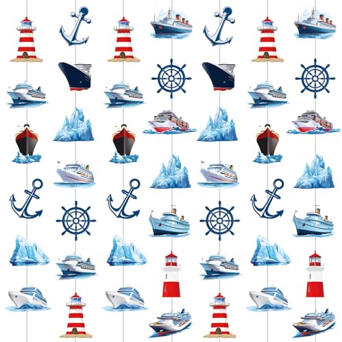 Nautische Themenparty Dekorationen, 6 Pack Papier Girlande Banner Set mit Kreuzfahrtschiffen, Leuchtturm, Anker für Navigation Matrosen Geburtstag, Babyparty Nautische Themenparty Dekorationen, 6 Pack Papier Girlande Banner Set mit Kreuzfahrtschiffen, Leuchtturm, Anker für Navigation Matrosen Geburtstag, Babyparty von CANDY CHEF