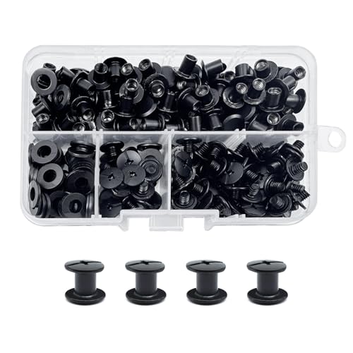 CANGCANG 100 Sets Chicago Buchschrauben,Buchschrauben Schwarz Matt,Hülsenmutter M5×6mm Schraubennieten, Binding Schraube Metallzubehör Nägel Nieten Chicago Button für Leder Brieftasche CANGCANG 100 Sets Chicago Buchschrauben,Buchschrauben Schwarz Matt,Hülsenmutter M5×6mm Schraubennieten, Binding Schraube Metallzubehör Nägel Nieten Chicago Button für Leder Brieftasche von CANGCANG