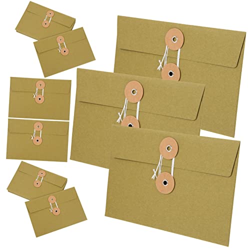 CANIGHT 10Stücke Vintage Kraftpapier Umschläge mit Bindeband Praktische Postkarten und Dokumenten Aufbewahrungstaschen für Büro und Schule von CANIGHT
