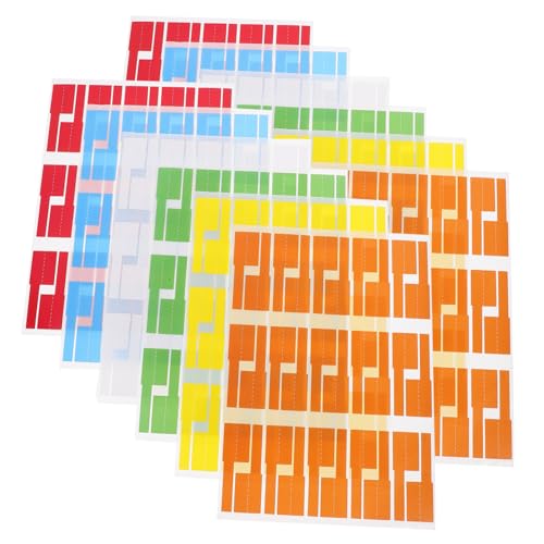 CANIGHT 12 Blatt P Form Kabeletiketten Reißfest und Selbstklebende Kabelmarkierungen Farben für Einfache Kabelorganisation und Identifikation von CANIGHT